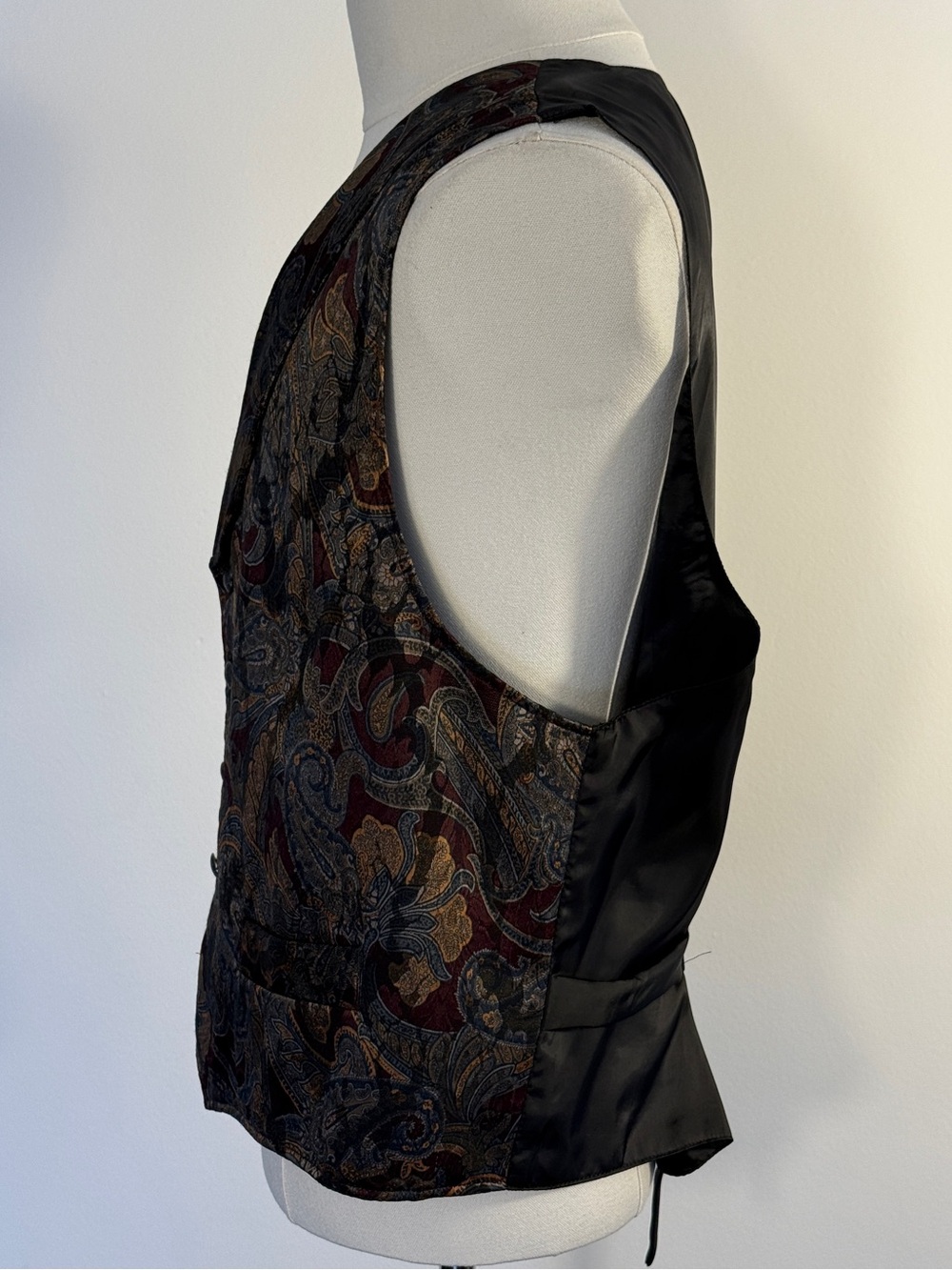 Scully Paisley Tapestry Vest Burgundy Blue Western Formal XL USA Made - Picture 4 of 6